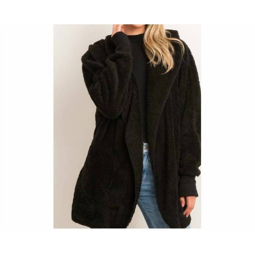 NEW HEM & THREAD women's teddy bear jacket in black